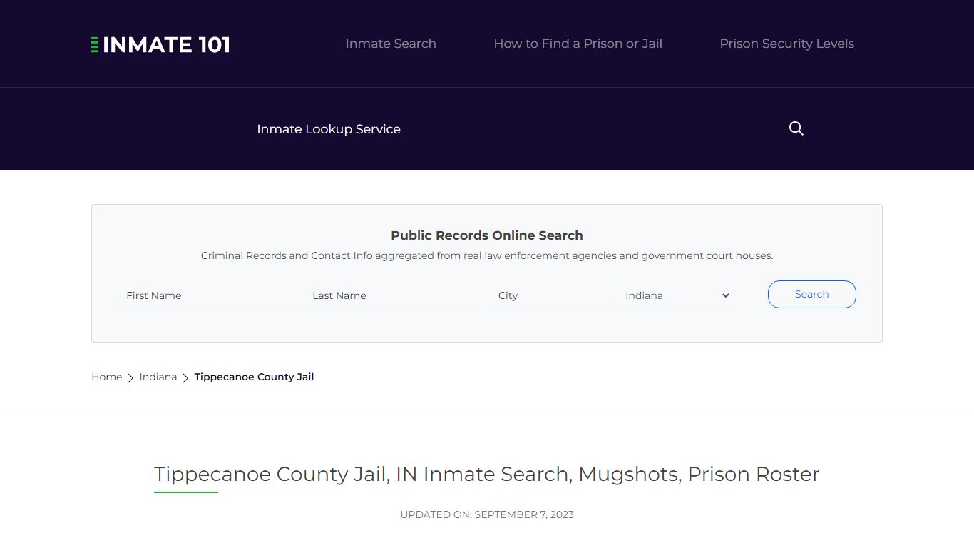 Tippecanoe County Jail, IN Inmate Search, Mugshots, Prison Roster